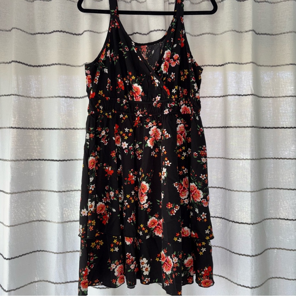 SHEIN Black Floral Midi Dress- NWOT